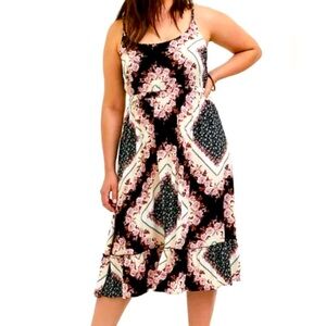 Torrid Scarf Print Challis Shirred Hem MIDI Dress Fairy WhimsiGoth Sz 4X Romance